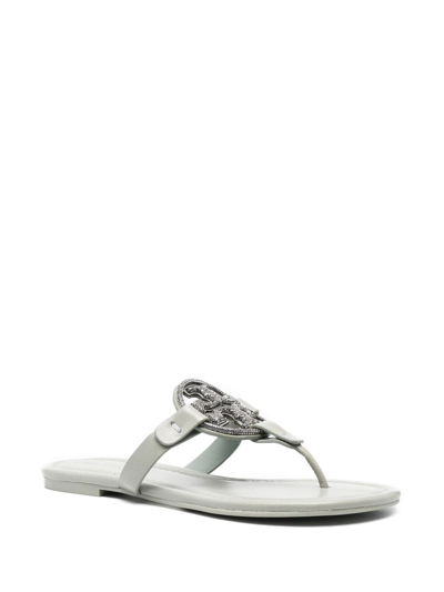 Tory Burch Miller Logo-plaque Sandals In Green