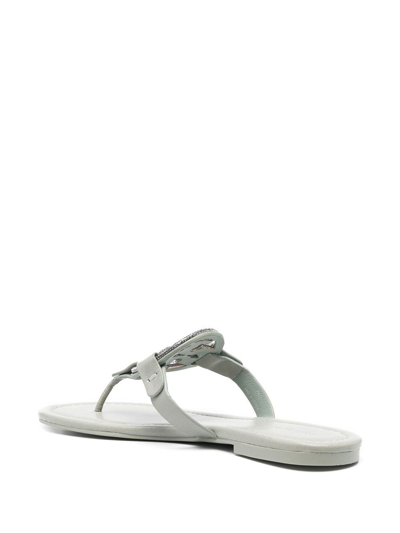 Tory Burch Miller Logo-plaque Sandals In Green