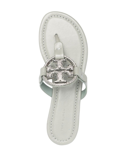 Tory Burch Miller Logo-plaque Sandals In Green