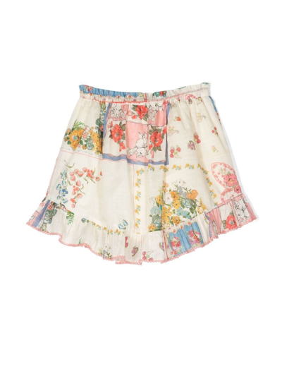Shop Zimmermann Patchwork-detail Skirt In Neutrals