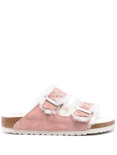 Birkenstock Shearling Slides In Pink