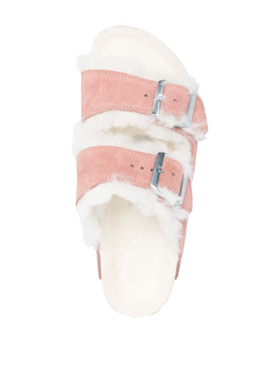 Birkenstock Shearling Slides In Pink