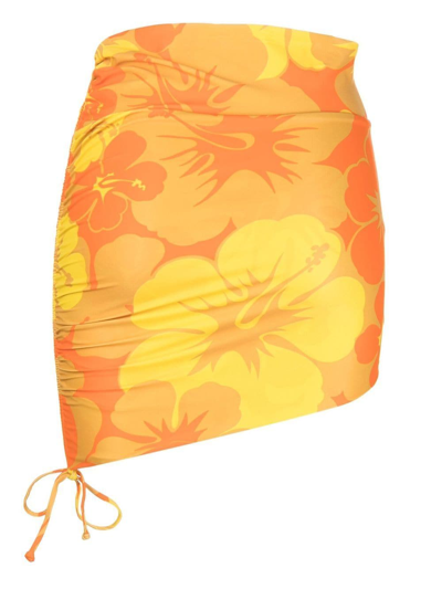 Shop Faithfull The Brand Noa Floral Beach Skirt In Orange