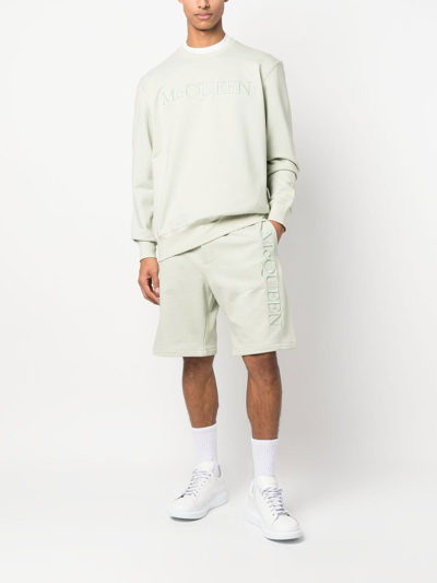 Alexander Mcqueen Pastel Green Cotton Bermuda Shorts In Green