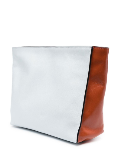 Shop Marni Logo-print Detail Clutch Bag In Blue