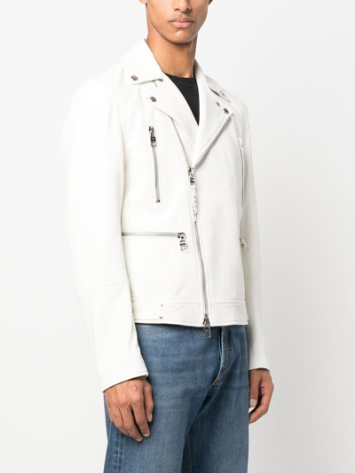 Shop Alexander Mcqueen Off-centre Zip-fastening Biker Jacket In White