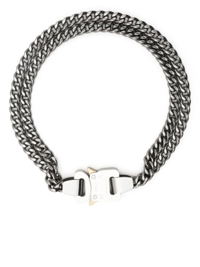 Shop Alyx Buckle Double-chain Necklace In Silver