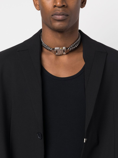 Shop Alyx Buckle Double-chain Necklace In Silver
