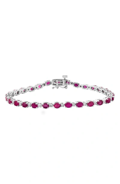 Effy Sterling Silver Ruby Diamond Bracelet In Red