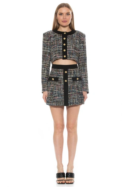 Shop Alexia Admor Tweed Flared Miniskirt In Emerald Multi