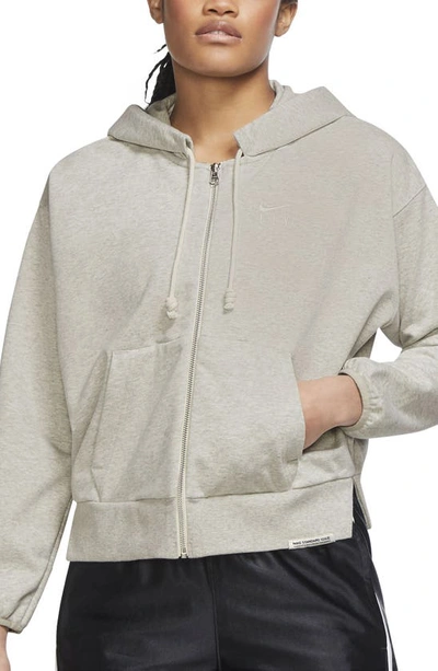 Shop Nike Dri-fit Basketball Hoodie In Grey Heather/ Pale Ivory