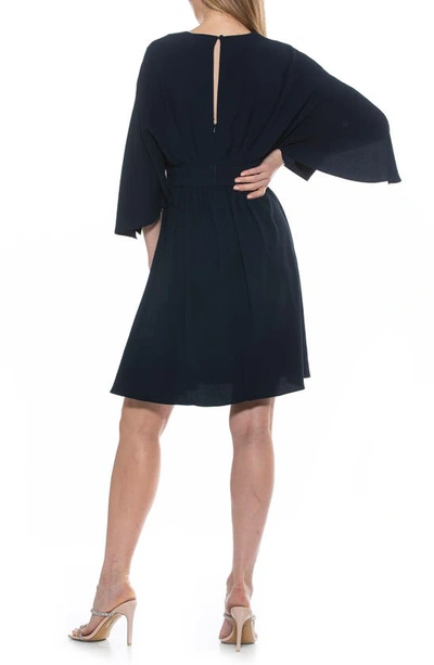 Alexia Admor Isla Draped Dolman Sleeve Fit & Flare Dress In Navy