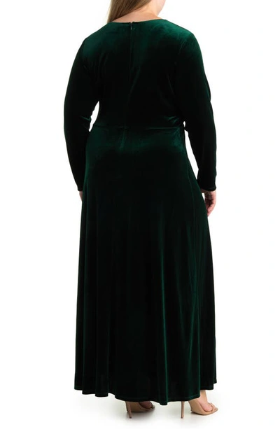 Shop By Design Rosalie Long Sleeve Velvet Maxi Dress In Emerald
