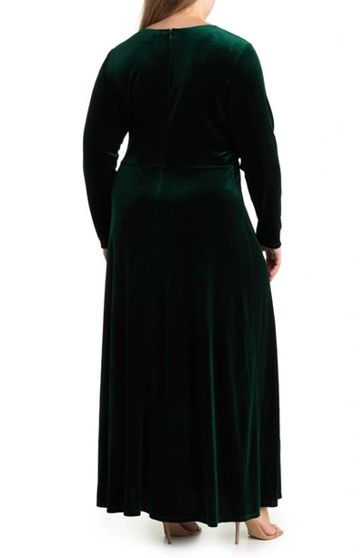 By Design Rosalie Long Sleeve Velvet Maxi Dress In Emerald