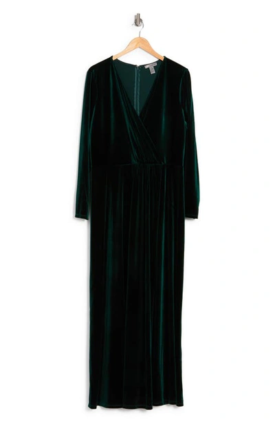 By Design Rosalie Long Sleeve Velvet Maxi Dress In Emerald