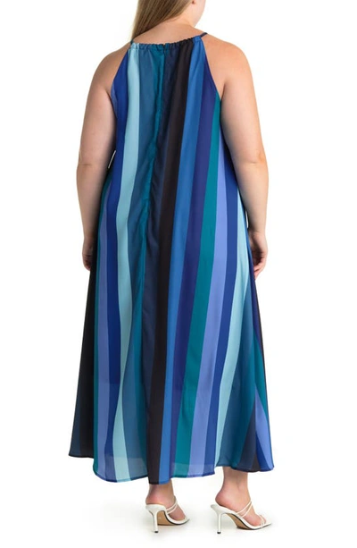 Shop By Design Belinda Sleeveless Georgette Maxi Dress In Navy/ Blue Combo