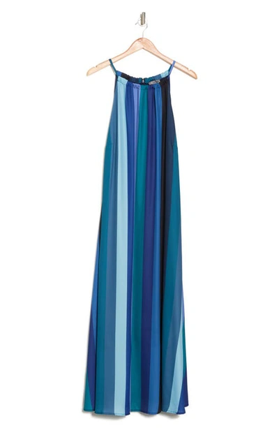 By Design Belinda Sleeveless Georgette Maxi Dress In Navy/ Blue Combo