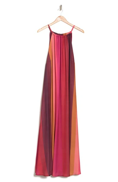 Shop By Design Belinda Sleeveless Georgette Maxi Dress In Red/ Pink Combo