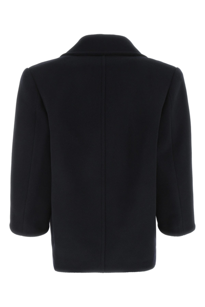 Saint Laurent Cappotto Oversize In Lana Blu Navy Donna In Blue