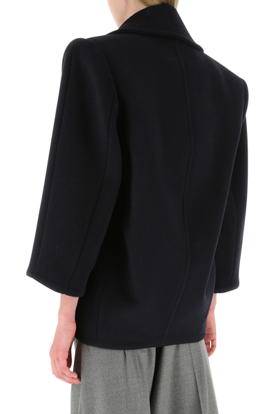 Saint Laurent Cappotto Oversize In Lana Blu Navy Donna In Blue