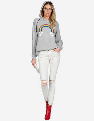 Lauren Moshi Kylie Rainbow Skull Cloud In Heather Grey