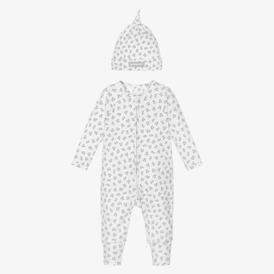 Shop Burberry White Mini Bear Babysuit Set