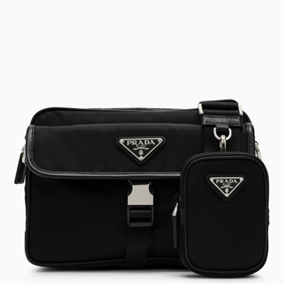 Prada Men's Nylon And Leather Crossbody Bag In Black | ModeSens