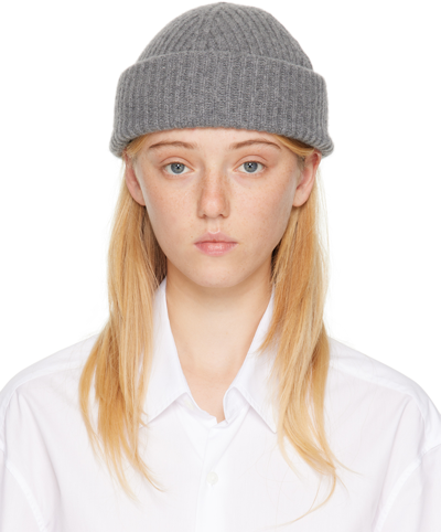 Shop Ann Demeulemeester Gray Corina Beanie In 070 Grey Melange