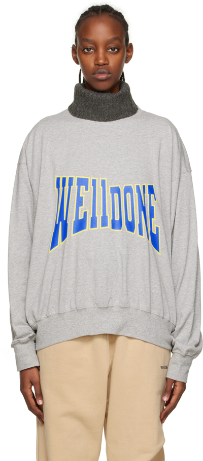 Shop We11 Done Gray Unbalanced Sweatshirt In M/grey