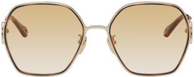 Shop Chloé Gold Austine Sunglasses In 002 Shiny Classic Go