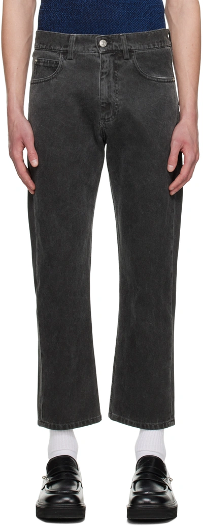 Shop Marni Black Tapered Jeans In Fcn80 Granite