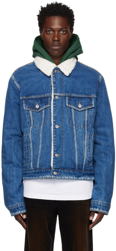 We11 Done Blue Regular-fit Denim Jacket In Blue