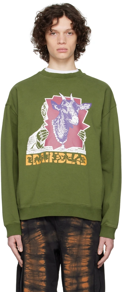 Shop Brain Dead Green Goat Lady Sweatshirt