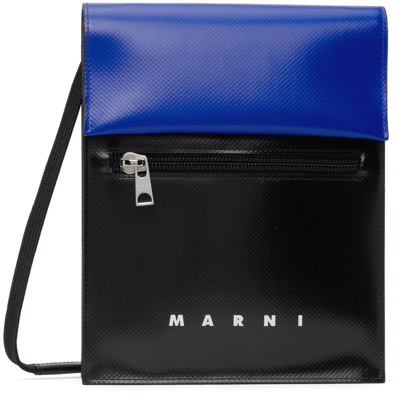 Shop Marni Black & Blue Mini Crossbody Bag In Z2o28 Black/royal