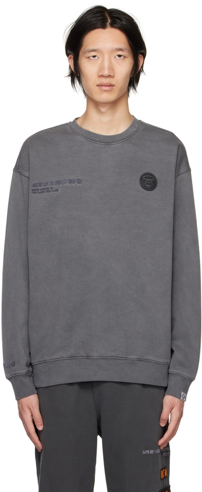 Shop Aape By A Bathing Ape Gray Embroidered Sweatshirt In Bkx Black
