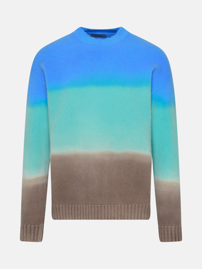 Shop Laneus Blue Cashmere Blend Sweater In Multi