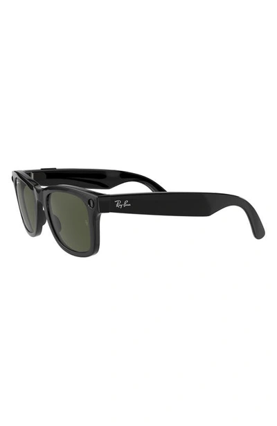 Shop Ray Ban Stories | Larger Wayfarer 53mm Smart Glasses In Black/ Dark Green