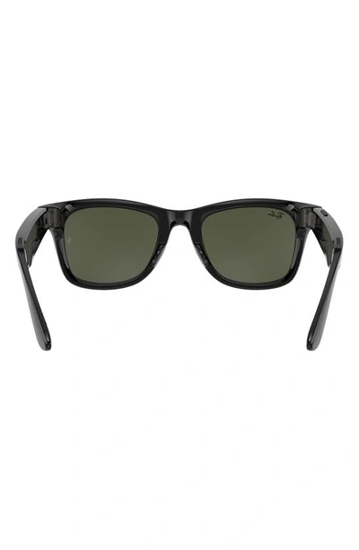 Shop Ray Ban Stories | Larger Wayfarer 53mm Smart Glasses In Black/ Dark Green