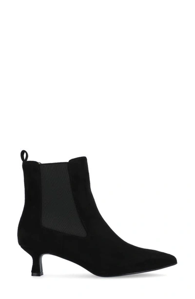 Journee Collection Pointed-toe Vegan Leather Bootie In Black