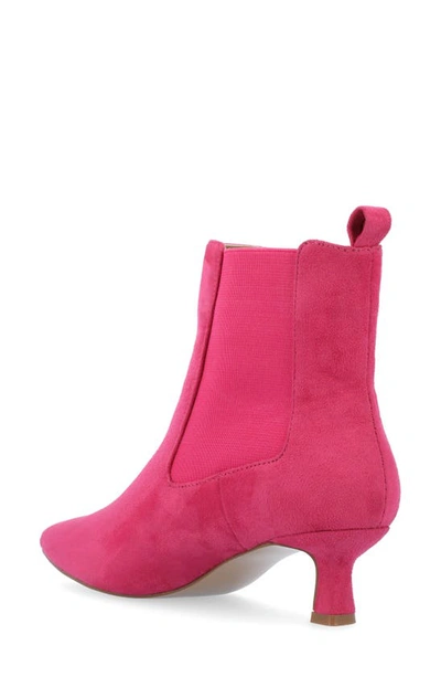 Journee Collection Pointed-toe Vegan Leather Bootie In Fuchsia
