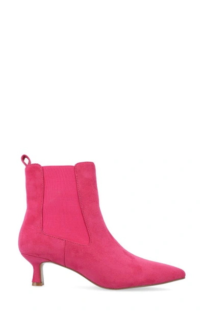Journee Collection Pointed-toe Vegan Leather Bootie In Fuchsia