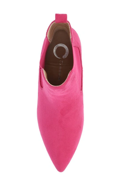 Journee Collection Pointed-toe Vegan Leather Bootie In Fuchsia
