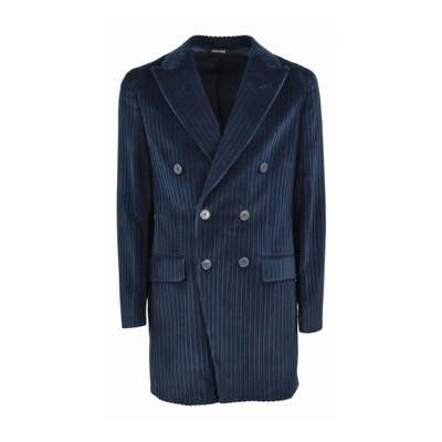 Shop Brian Dales Double-breasted Velvet Coat In Blue