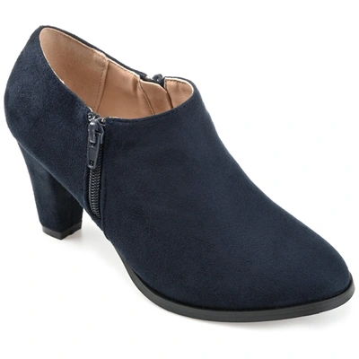 Journee Collection Sanzi Womens Faux Suede Block Heel Booties In Blue