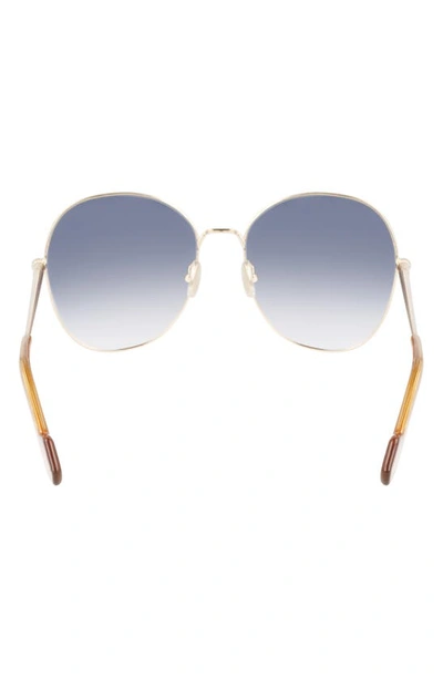 Shop Lanvin Arpege 59mm Tinted Round Sunglasses In Gold/ Gradient Blue