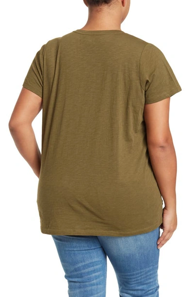 Shop Madewell Whisper Cotton V-neck T-shirt In Cargo Green