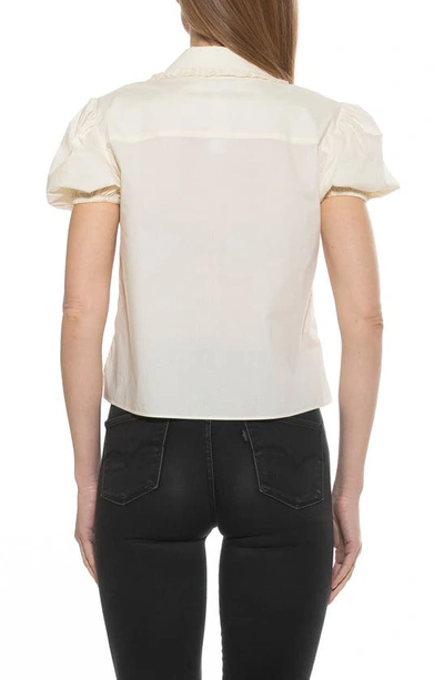 Shop Alexia Admor Sandra Short Sleeve Button-up Blouse In Ivory