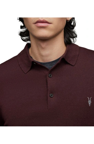 Shop Allsaints Mode Long Sleeve Wool Polo In Beaujolais Red