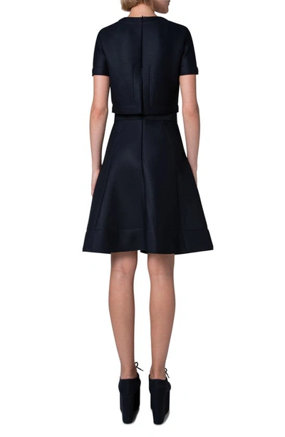 Akris Techno Grid Fit & Flare Dress In 009 Black