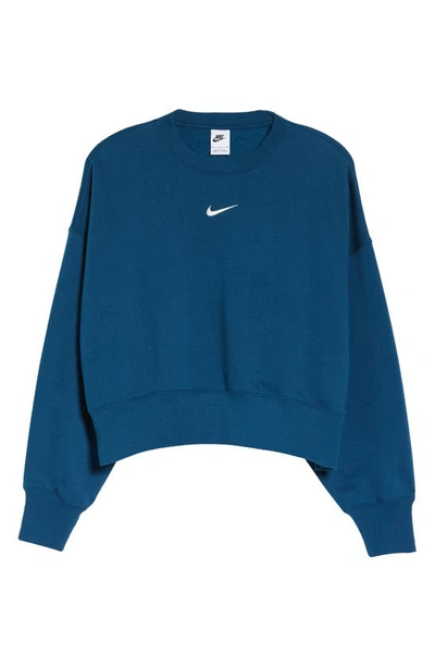 Shop Nike Phoenix Fleece Crewneck Sweatshirt In Valerian Blue/ Sail